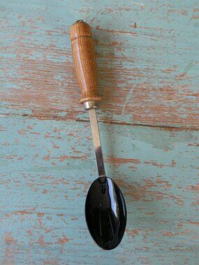 Vintage Bonny BLACK LARGE SPOON WOOD  Handle USA Utensil SERVING